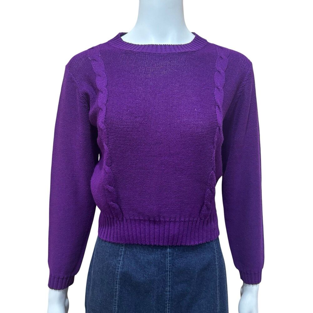 80s Women's Medium Purple Knit Sweater